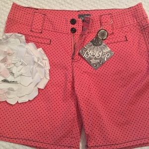 BeBop Coral Polka Dot Bermuda Shorts